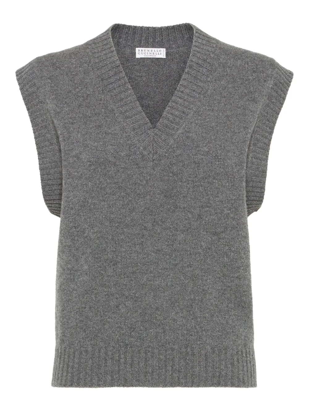 Brunello Cucinelli Cashmere Knit Vest In Gray