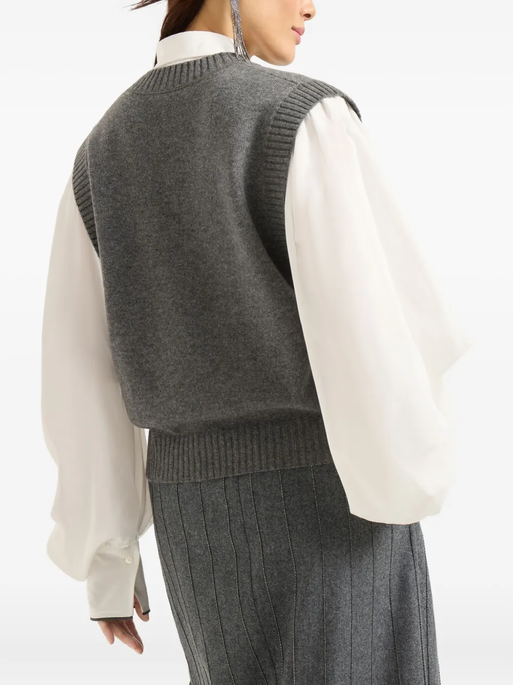 Brunello Cucinelli Cashmere Knit Vest In Gray