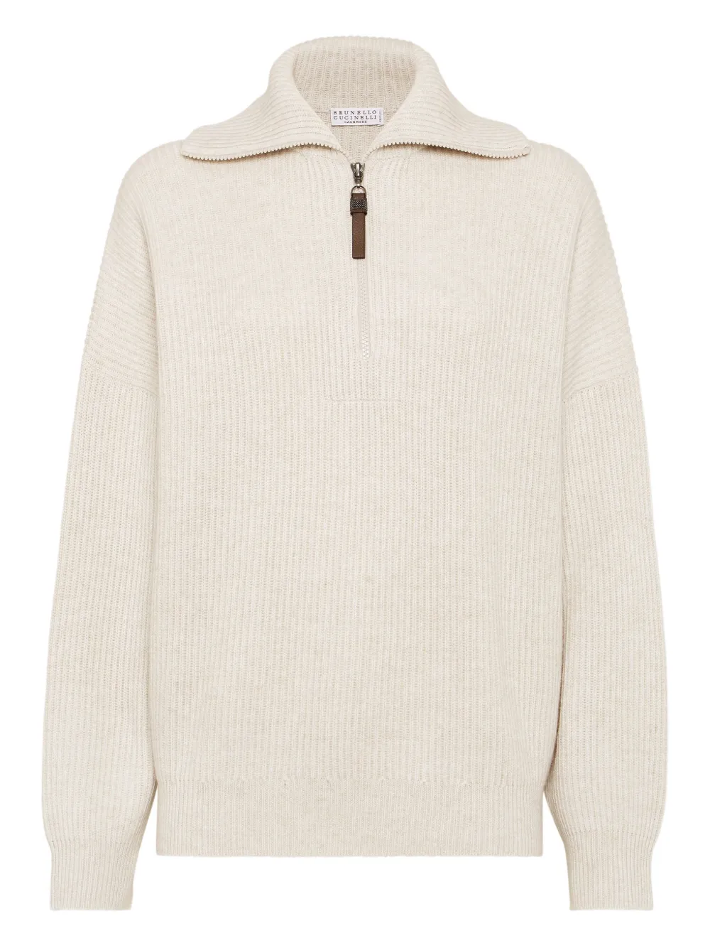 Brunello Cucinelli Cashmere English Rib Sweater In Neutral