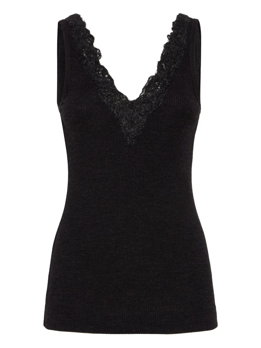 Brunello Cucinelli top de encaje de canalé | negro | Image 1