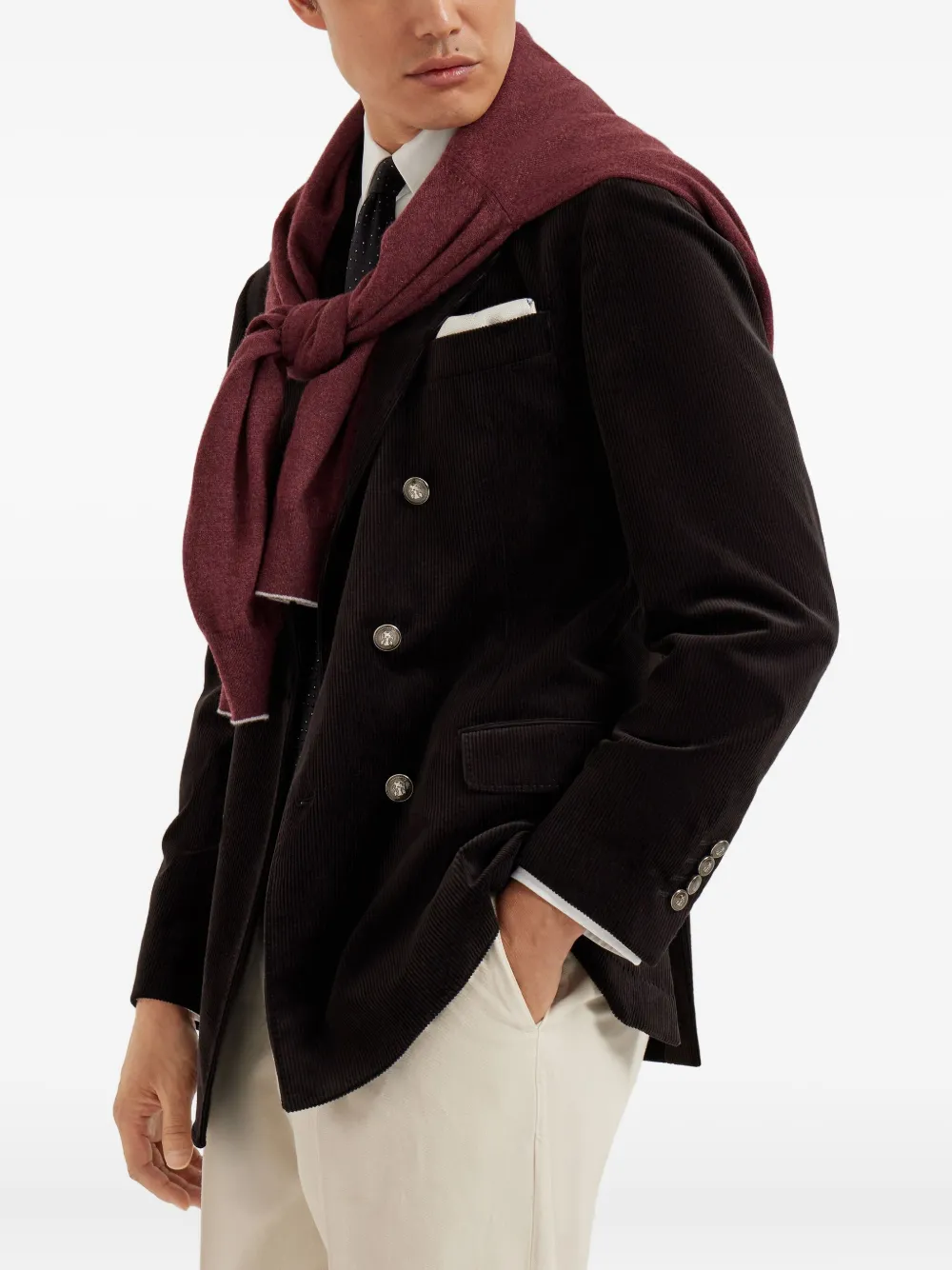 Brunello Cucinelli Blazer met dubbele rij knopen Zwart