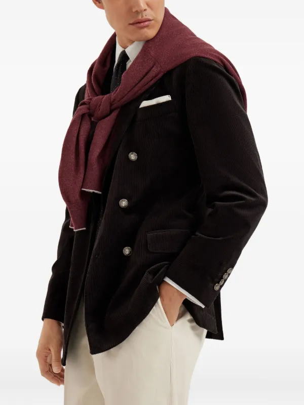Brunello Cucinelli コーデュロイ ダブルジャケット | ブラック