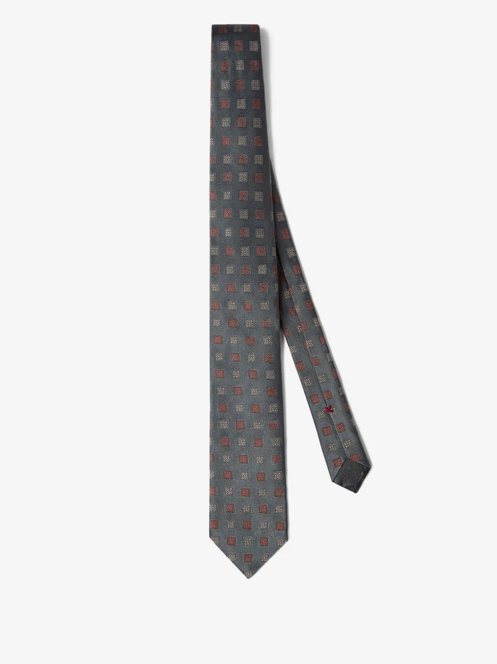Brunello Cucinelli square-patterned silk tie | Grey | Image 1