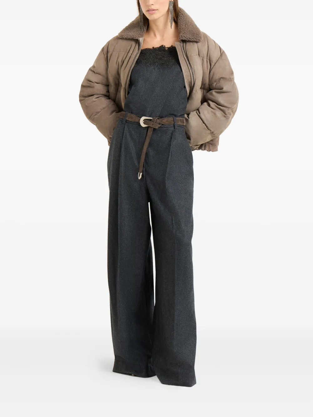 Brunello Cucinelli Flanellen jumpsuit - Grijs