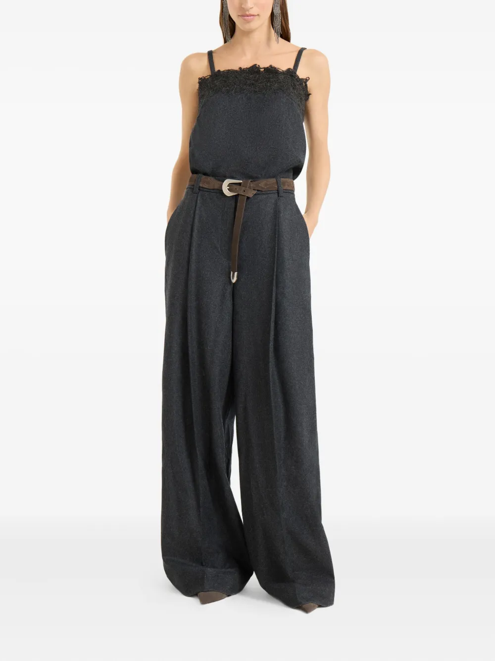 Brunello Cucinelli Flannel Jumpsuit In Gray