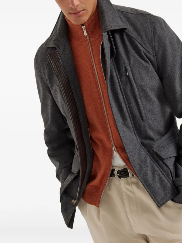 Cardigan Brunello Cucinelli En Cachemire Pur Orange - Taille XXL Avec Zip - Occasion Très Bon état