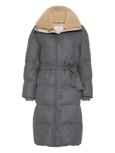 Brunello Cucinelli flannel shearling-collar down coat