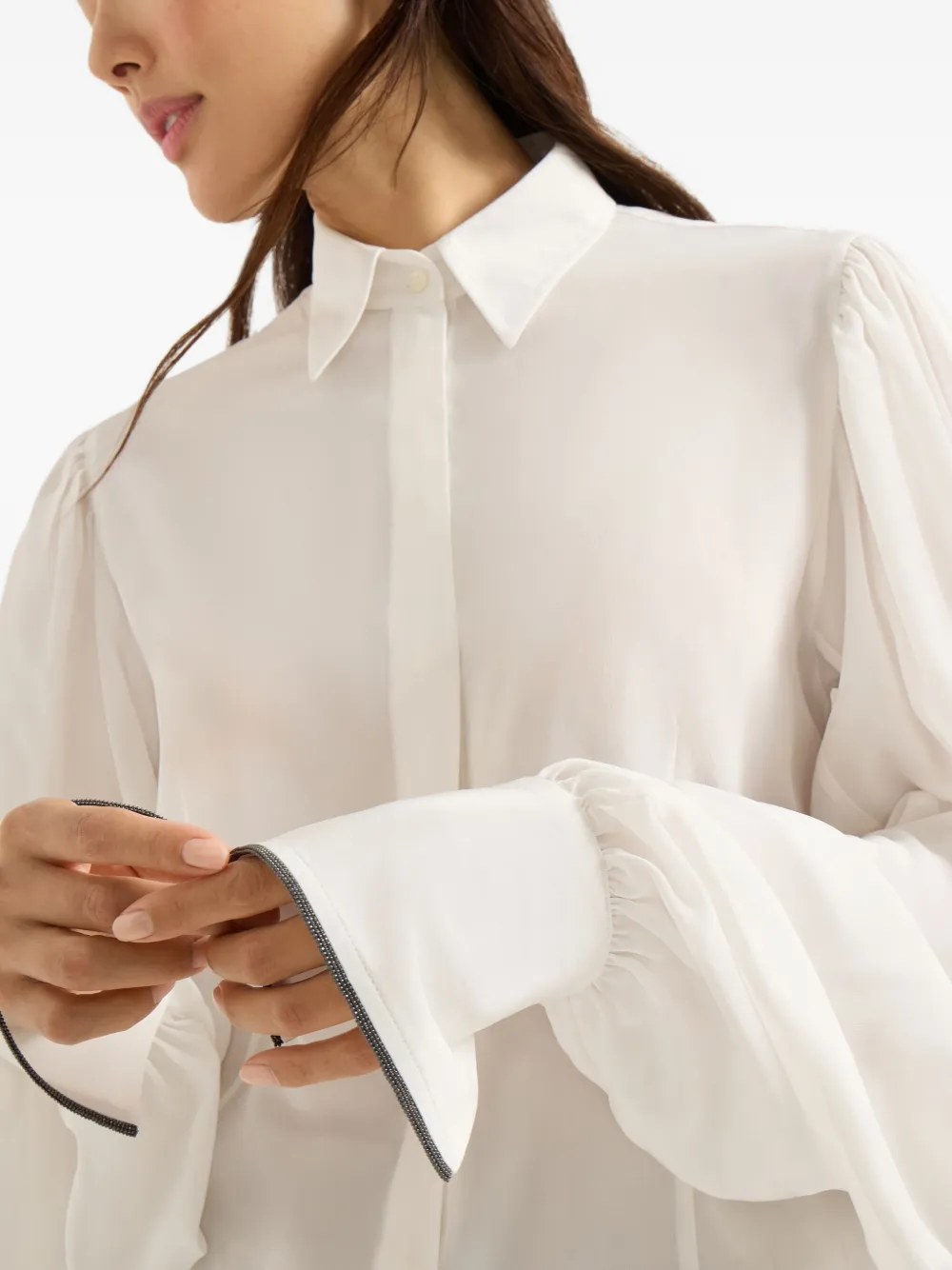 Brunello Cucinelli Long-sleeved Shirt In White