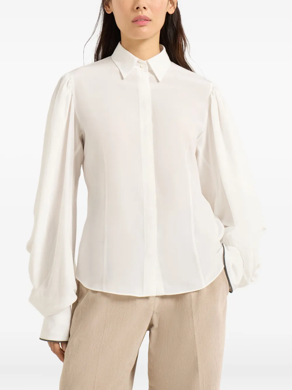 Brunello Cucinelli Long-sleeved Shirt In White