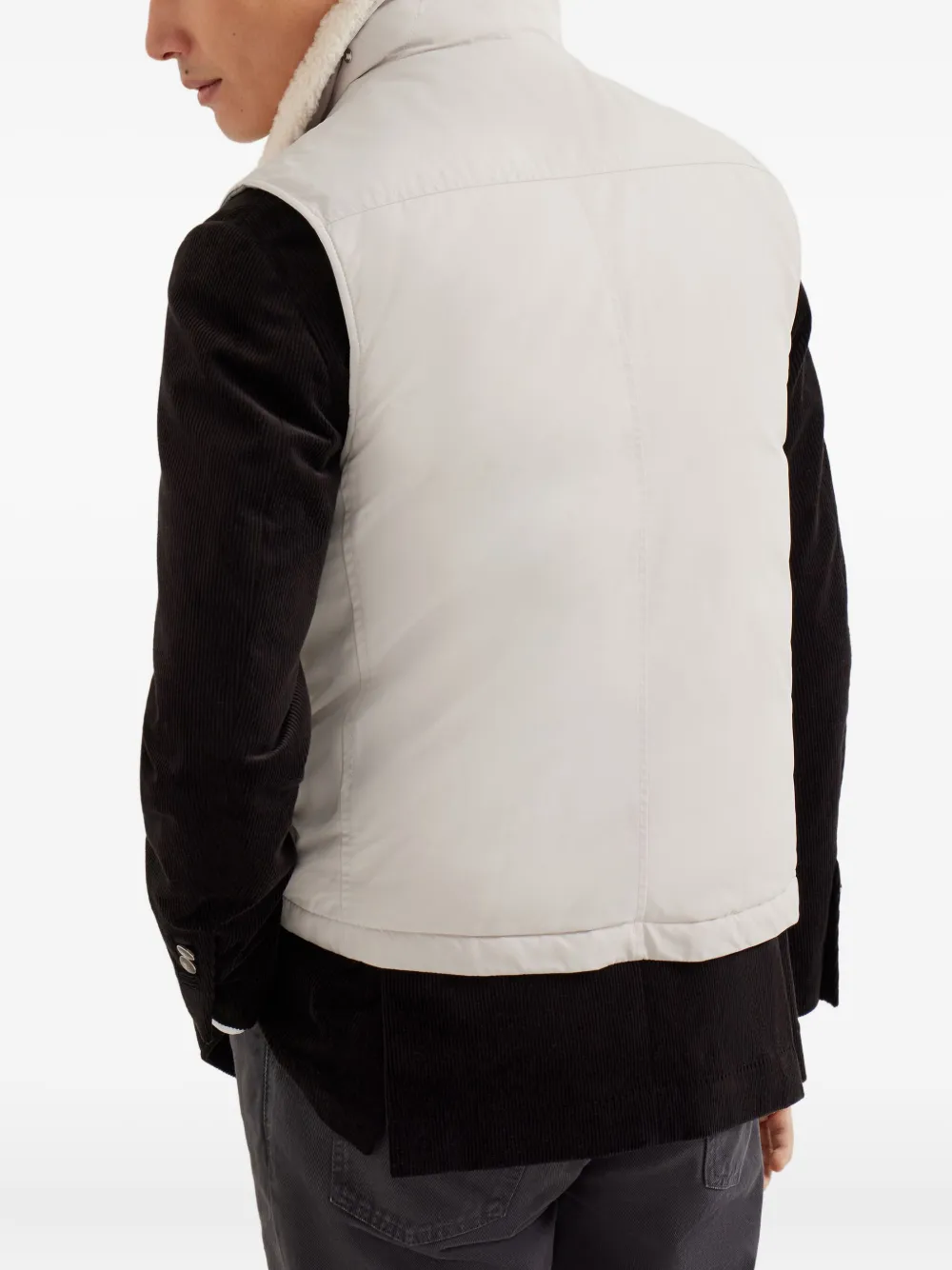 Brunello Cucinelli Bodywarmer met zakken en kraag Beige