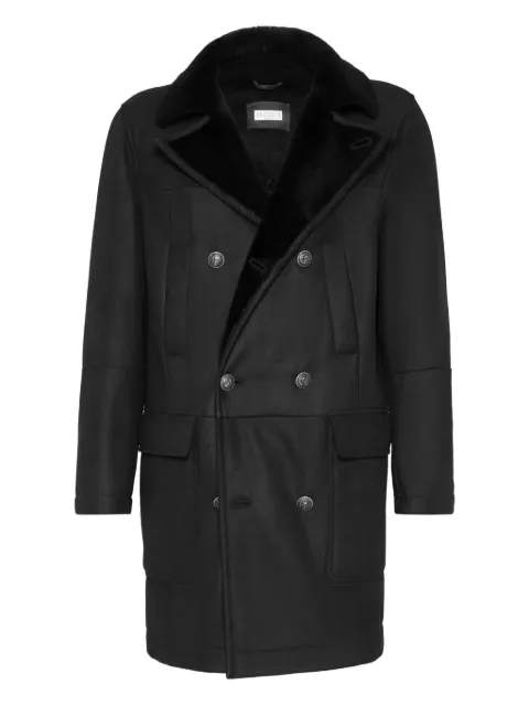 Brunello Cucinelli shearling-collar double-breasted coat