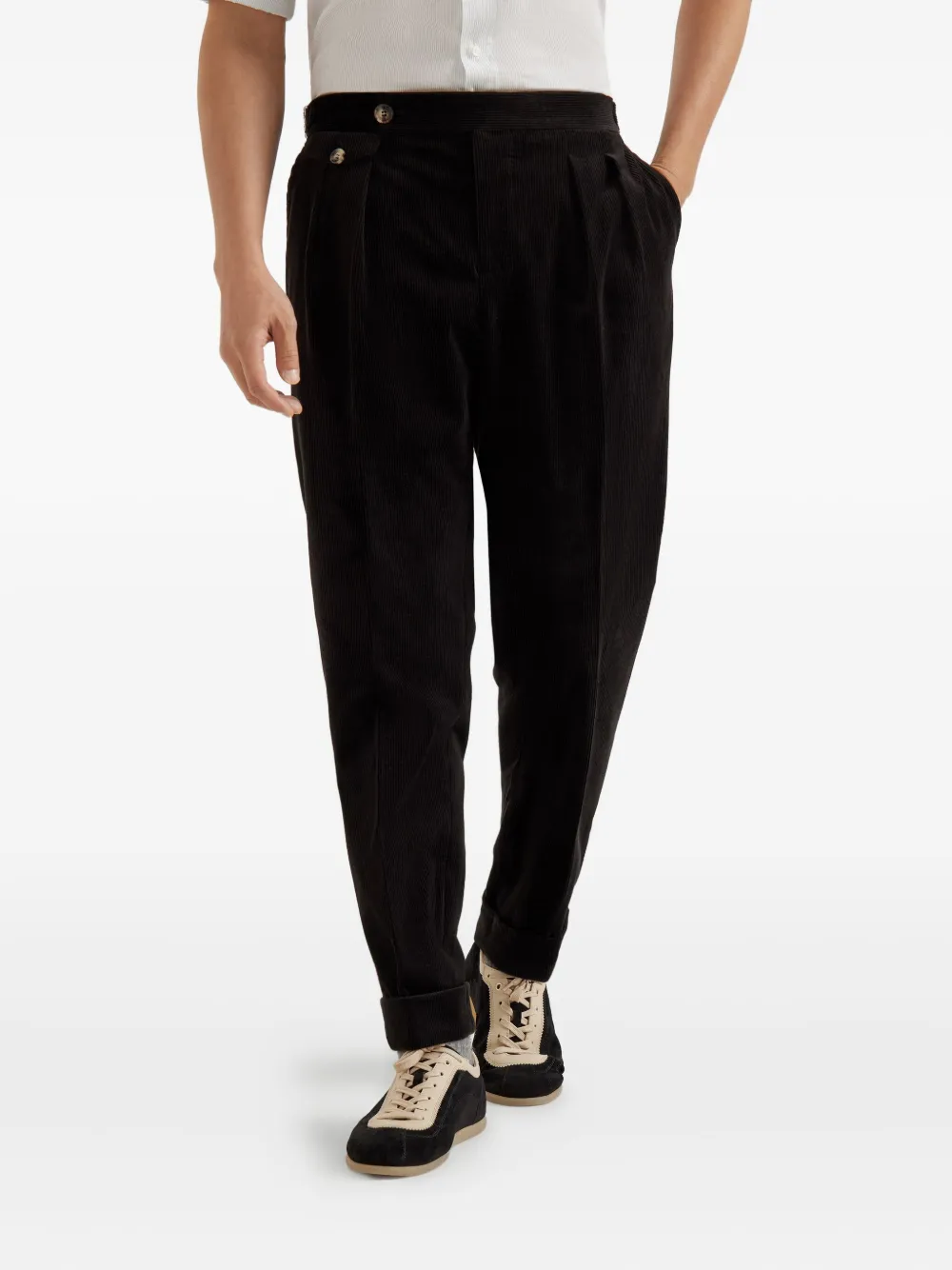 Brunello Cucinelli Broek met dubbele plooi Zwart