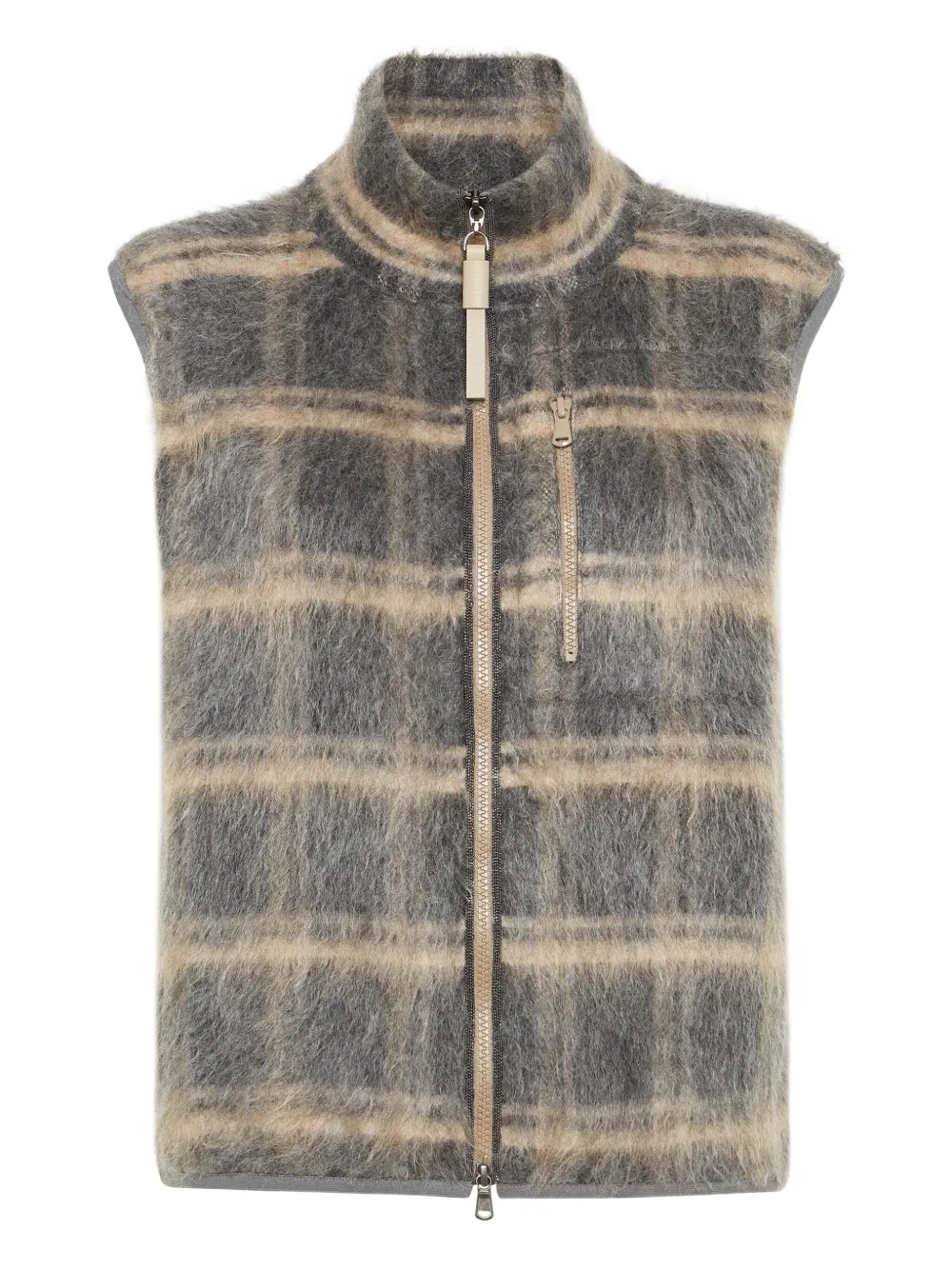 Brunello Cucinelli check-pattern gilet | Grey | Image 1