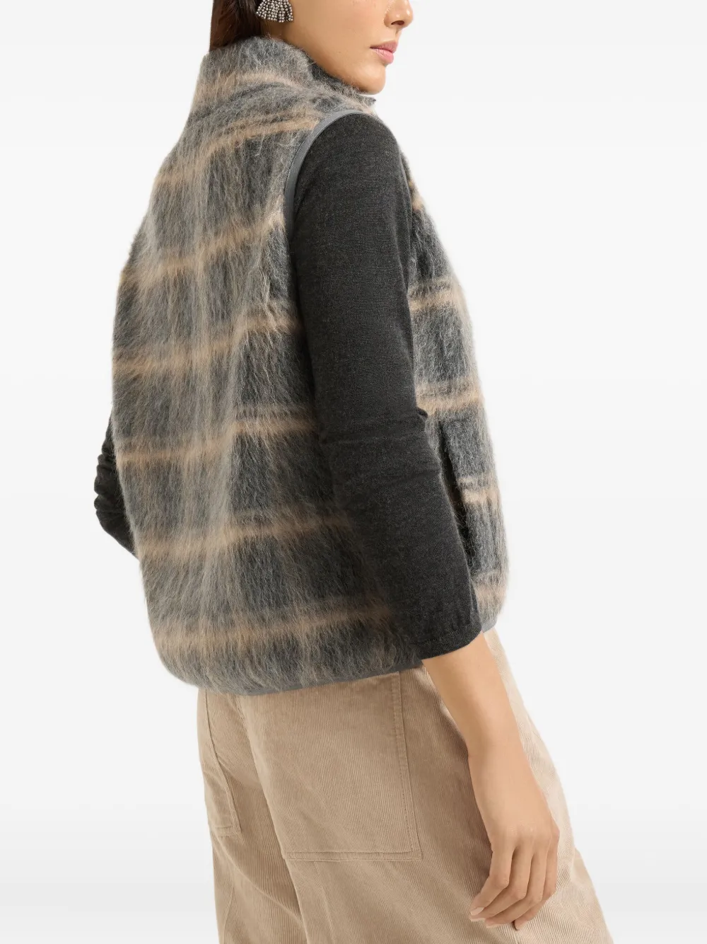 Brunello Cucinelli Geruit gilet Grijs