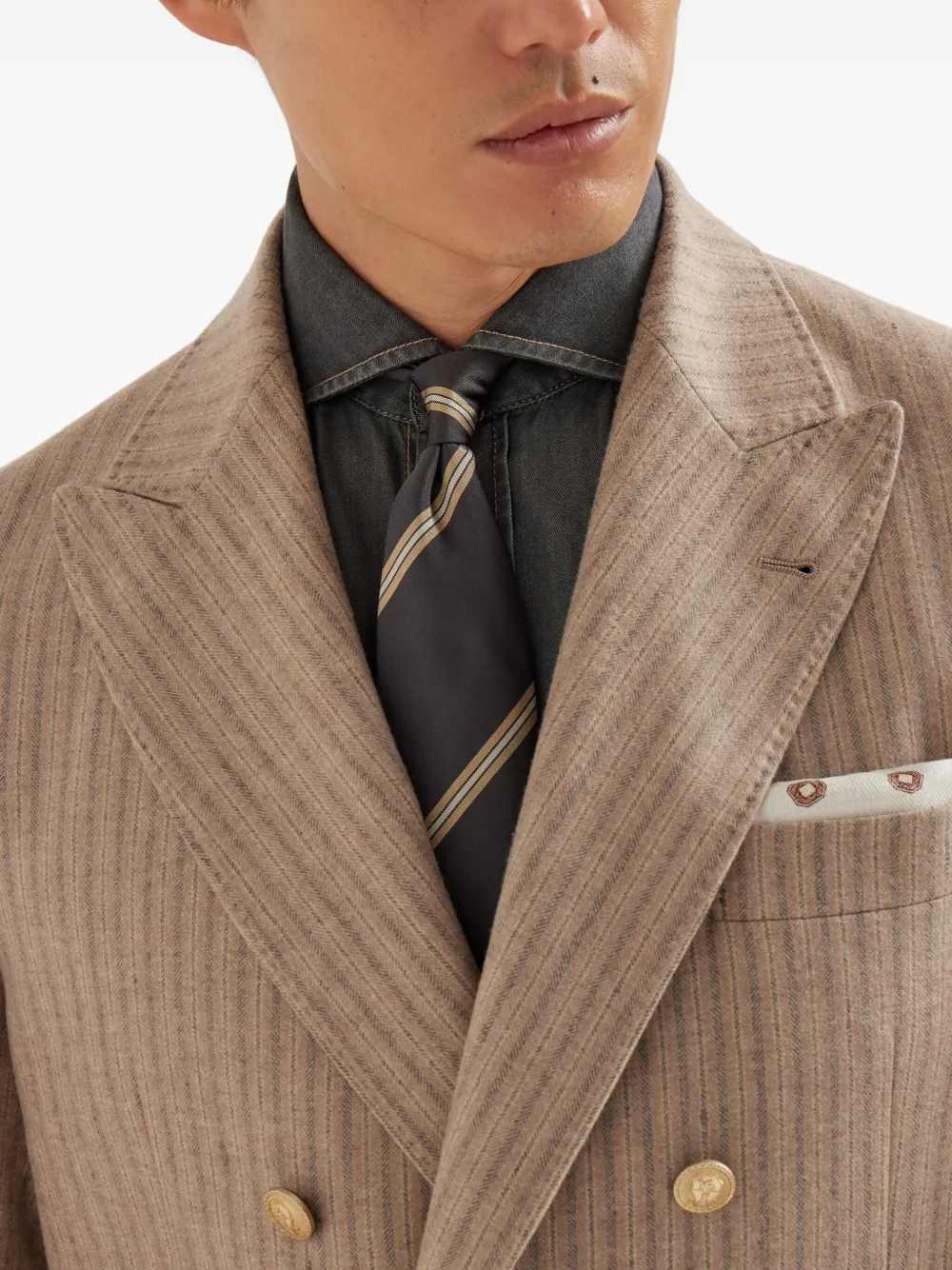 Brunello Cucinelli Gestreepte zijden stropdas Grijs