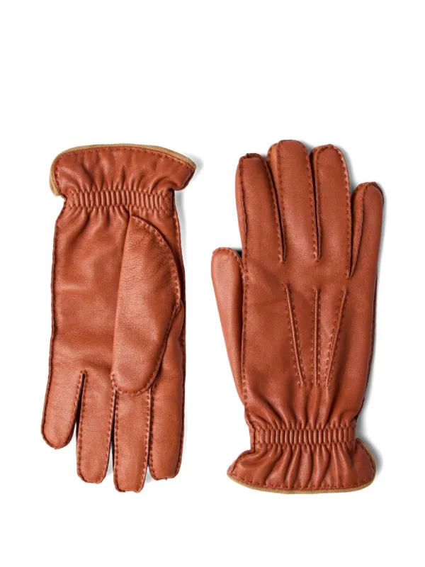 ブルネロクチネリ　手袋　本革 Brunello Cucinelli レザー グローブ | ブラウン | FARFETCH JP