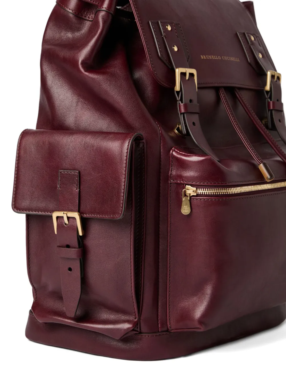 Brunello Cucinelli Leren rugzak met gesp Rood