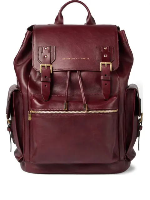 Brunello Cucinelli buckle leather backpack