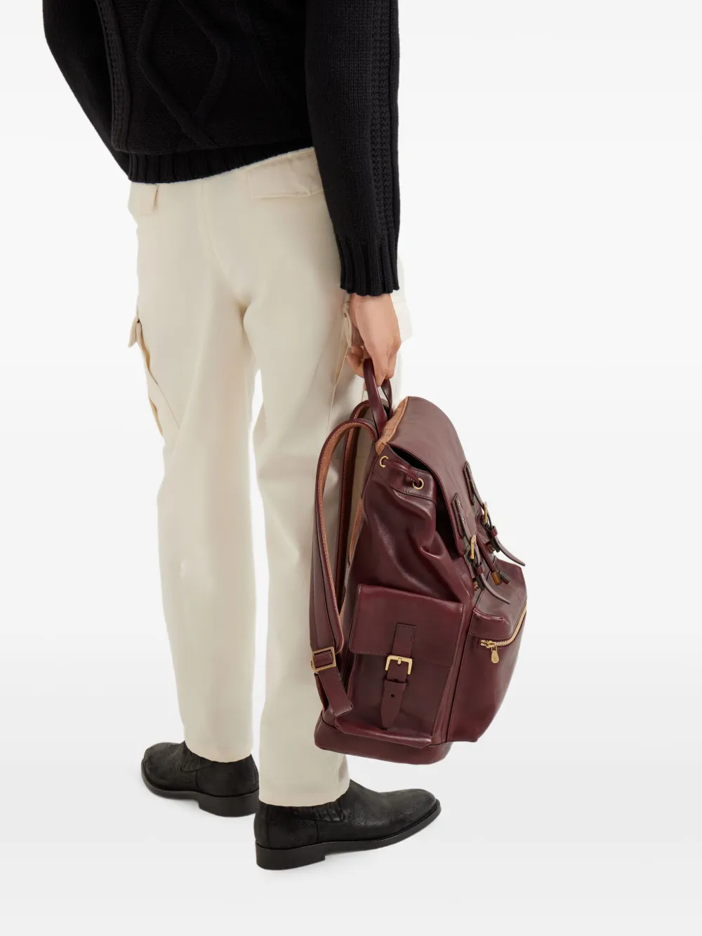Brunello Cucinelli mochila de piel con hebilla | Image 2