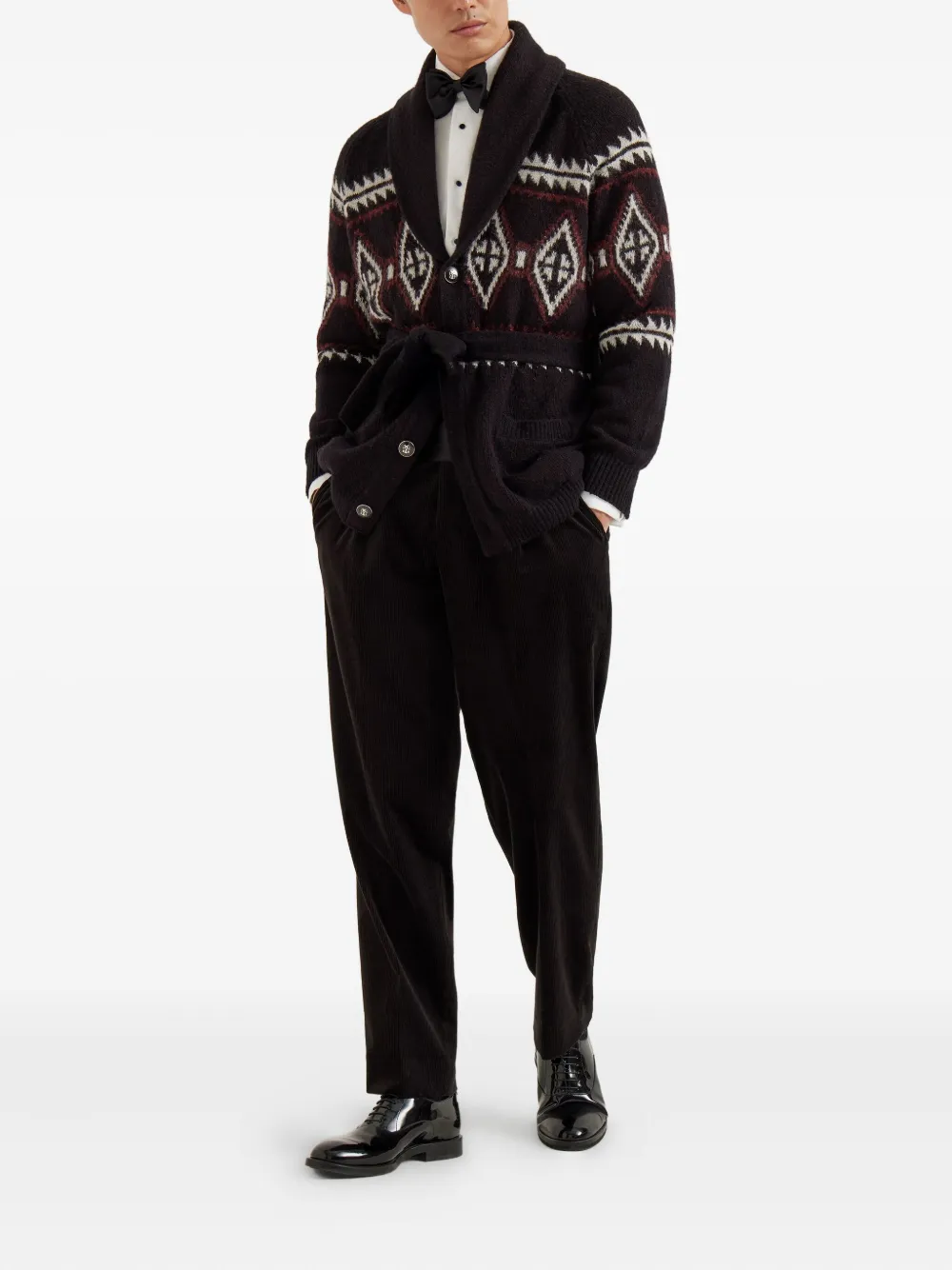 Brunello Cucinelli geometric-jacquard belted cardigan | Cardigans | Image 2
