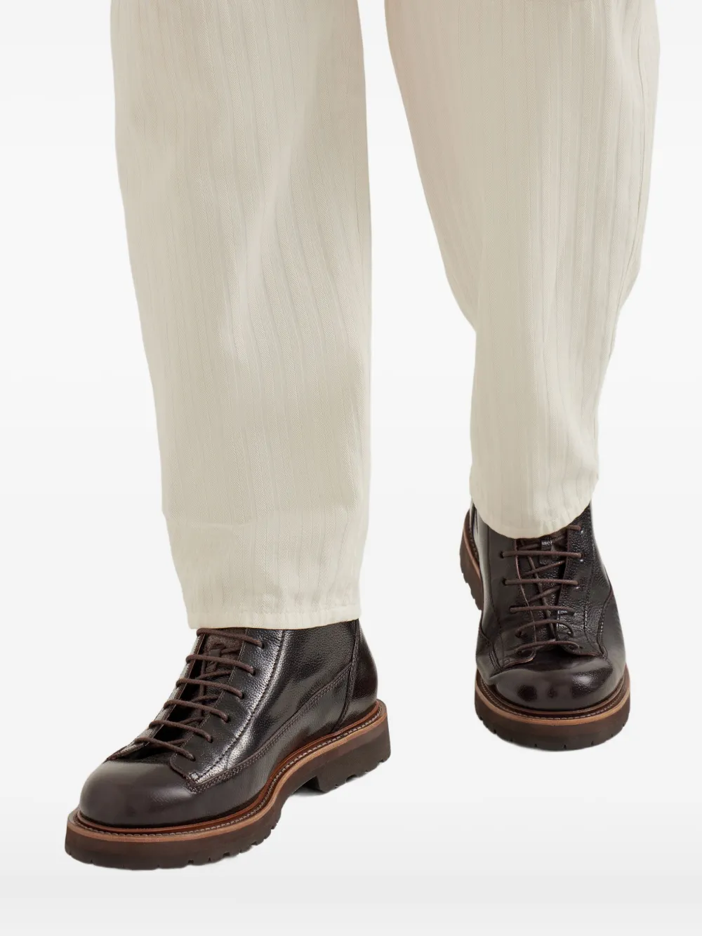 Brunello Cucinelli Leren wandellaarzen Bruin