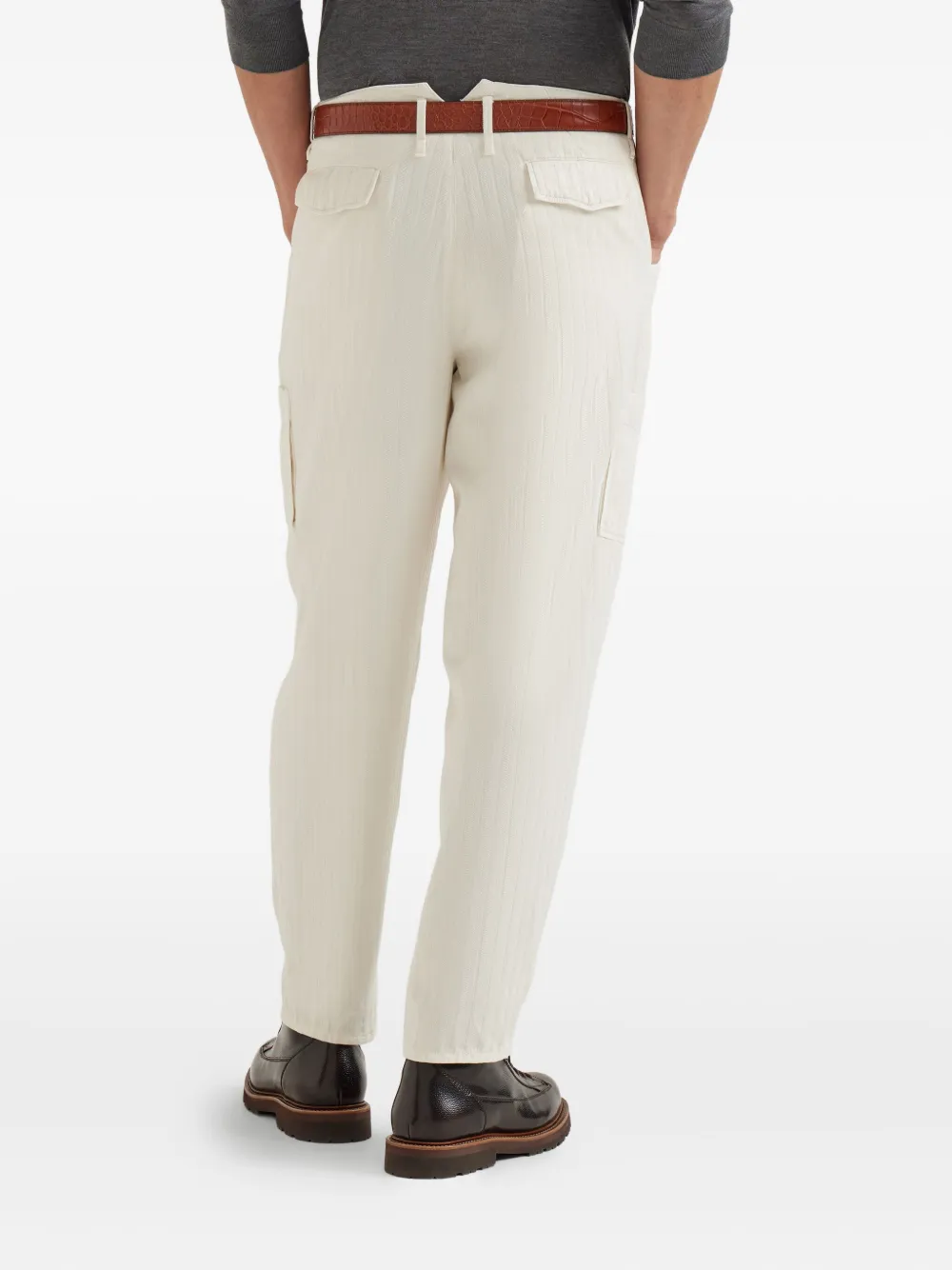 Brunello Cucinelli Broek met chevron-streep Wit