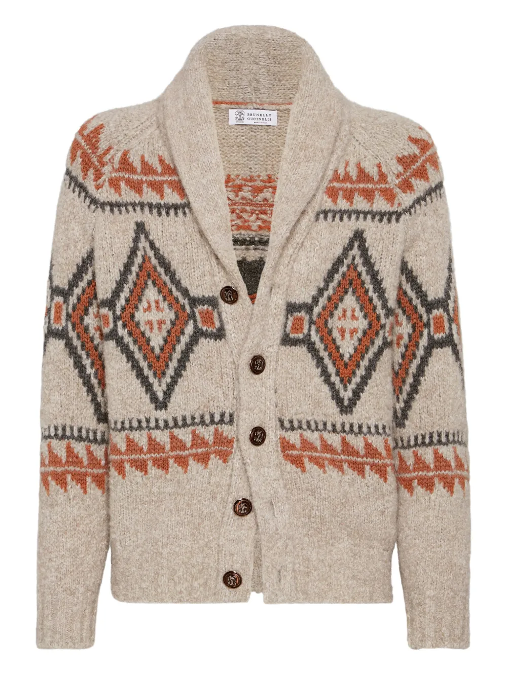 Brunello Cucinelli geometric-jacquard cardigan | Neutrals | Image 1
