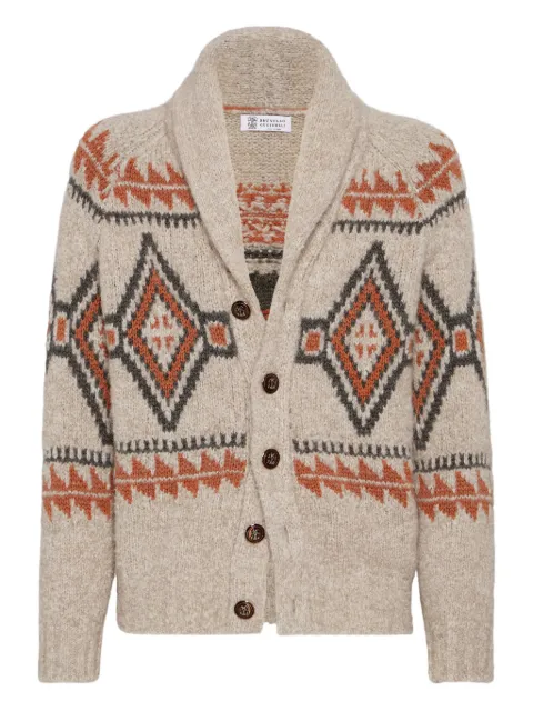 Brunello Cucinelli geometric-jacquard cardigan