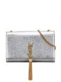 Saint Laurent Pre-Owned 2016 Medium Croc Embossed Leather Kate Tassel crossbody bag - Silver