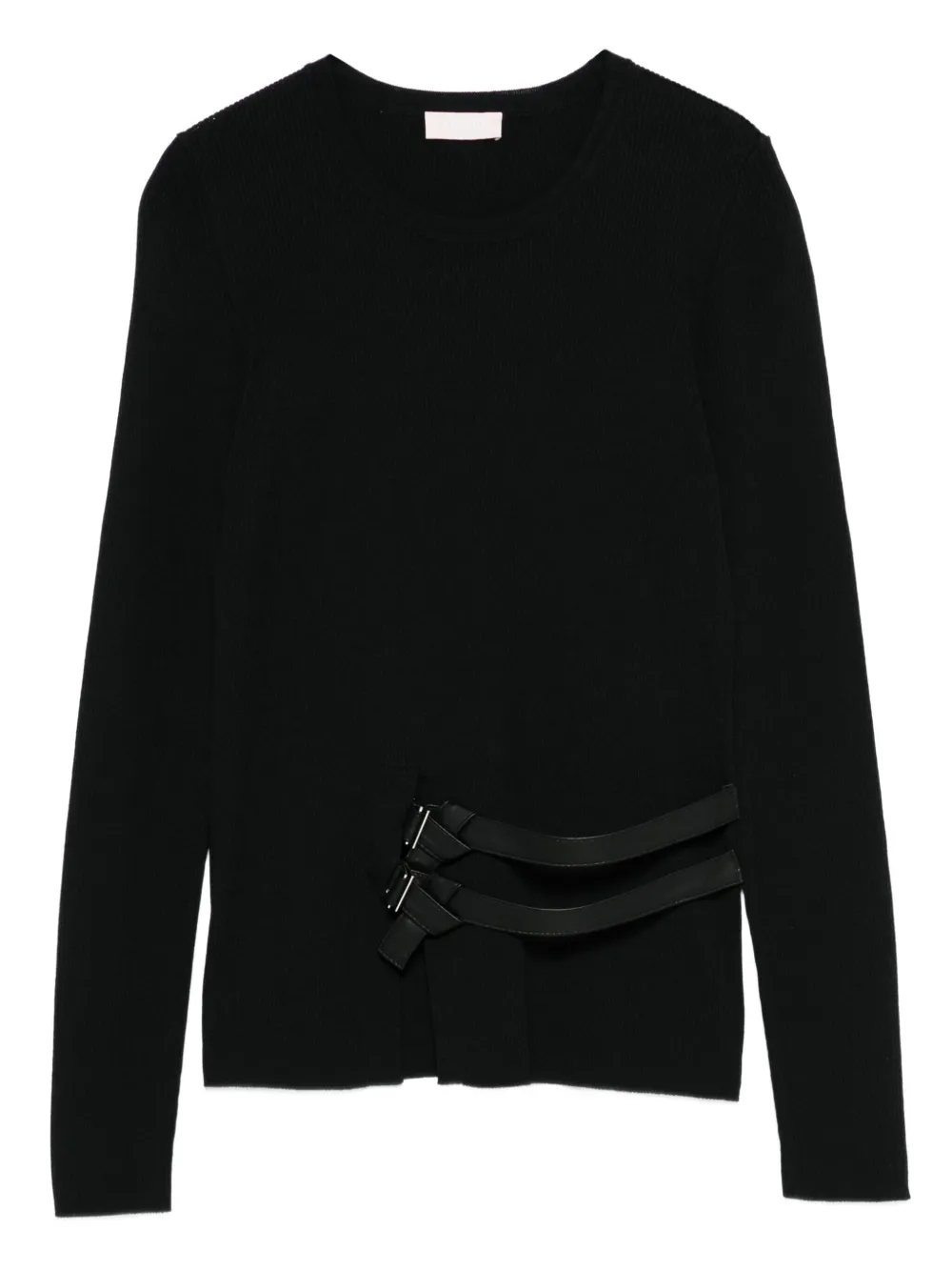 Liu •jo Buckle-strap Sweater In Black