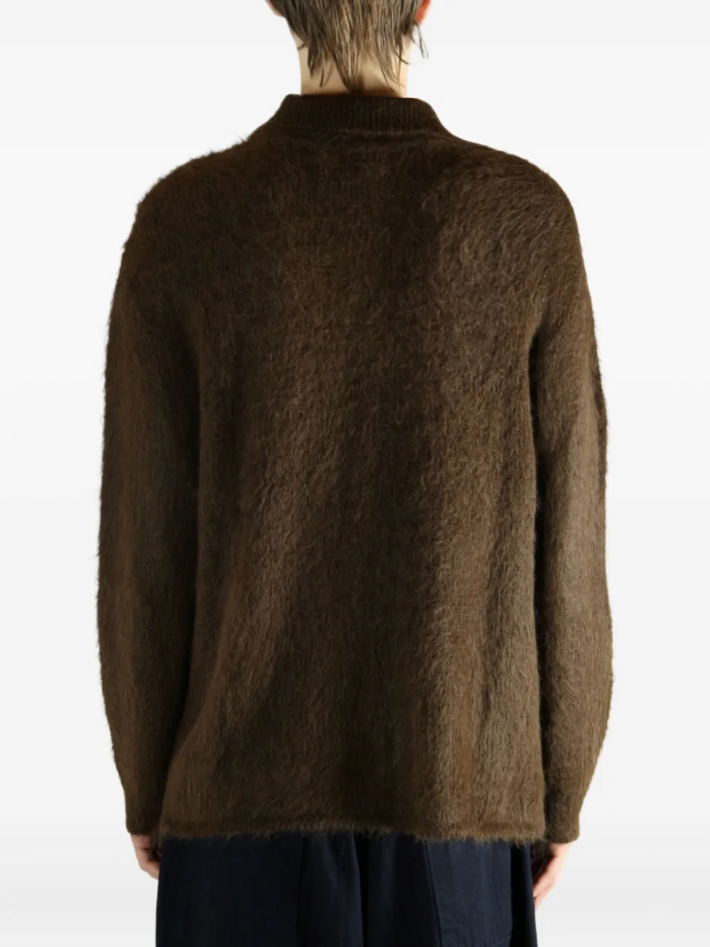 The Elder Statesman Thistle Brushed Alpaca-blend Cardigan In Brown