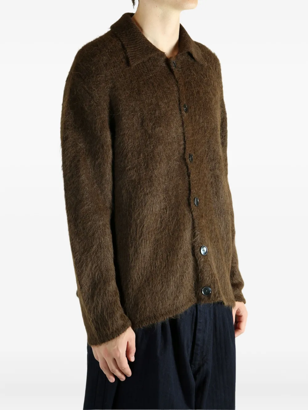 The Elder Statesman Thistle Brushed Alpaca-blend Cardigan In Brown