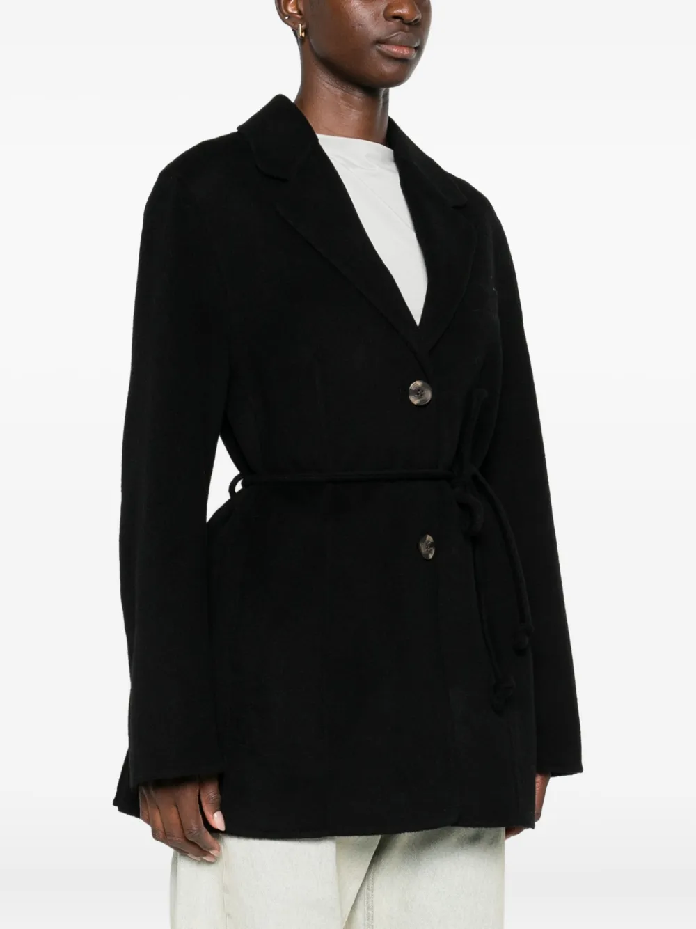By Malene Birger Blazer met gestrikte taille en knopen Zwart