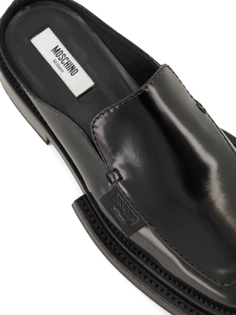 Moschino Leather Mules In Black