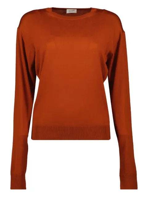 Saint Laurent suéter tejido de canalé con cuello redondo