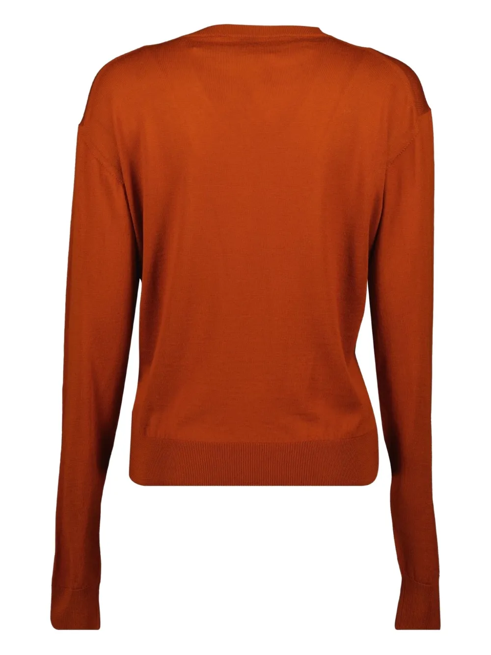 Saint Laurent Round-neck Ribbed Sweater In Brown