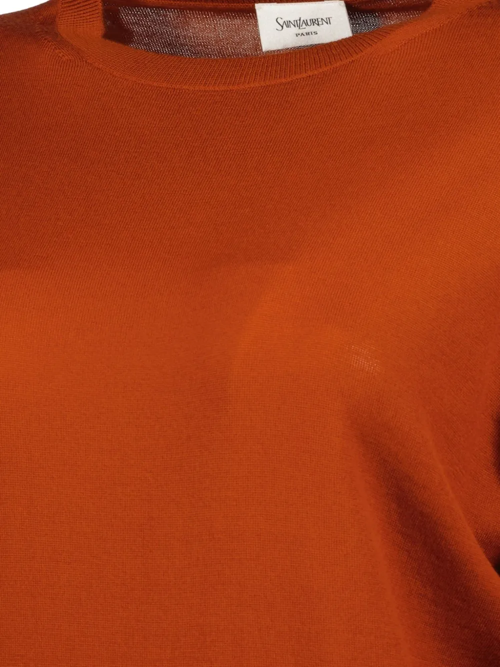 Saint Laurent Round-neck Ribbed Sweater In Brown