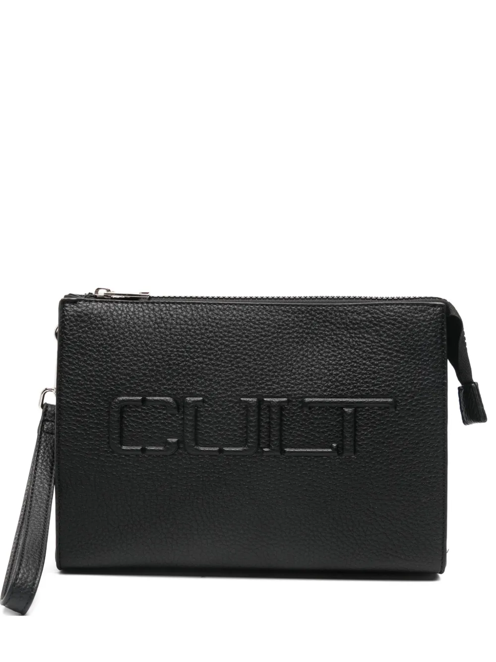 Cult logo-embossed clutch bag | Black | Image 1