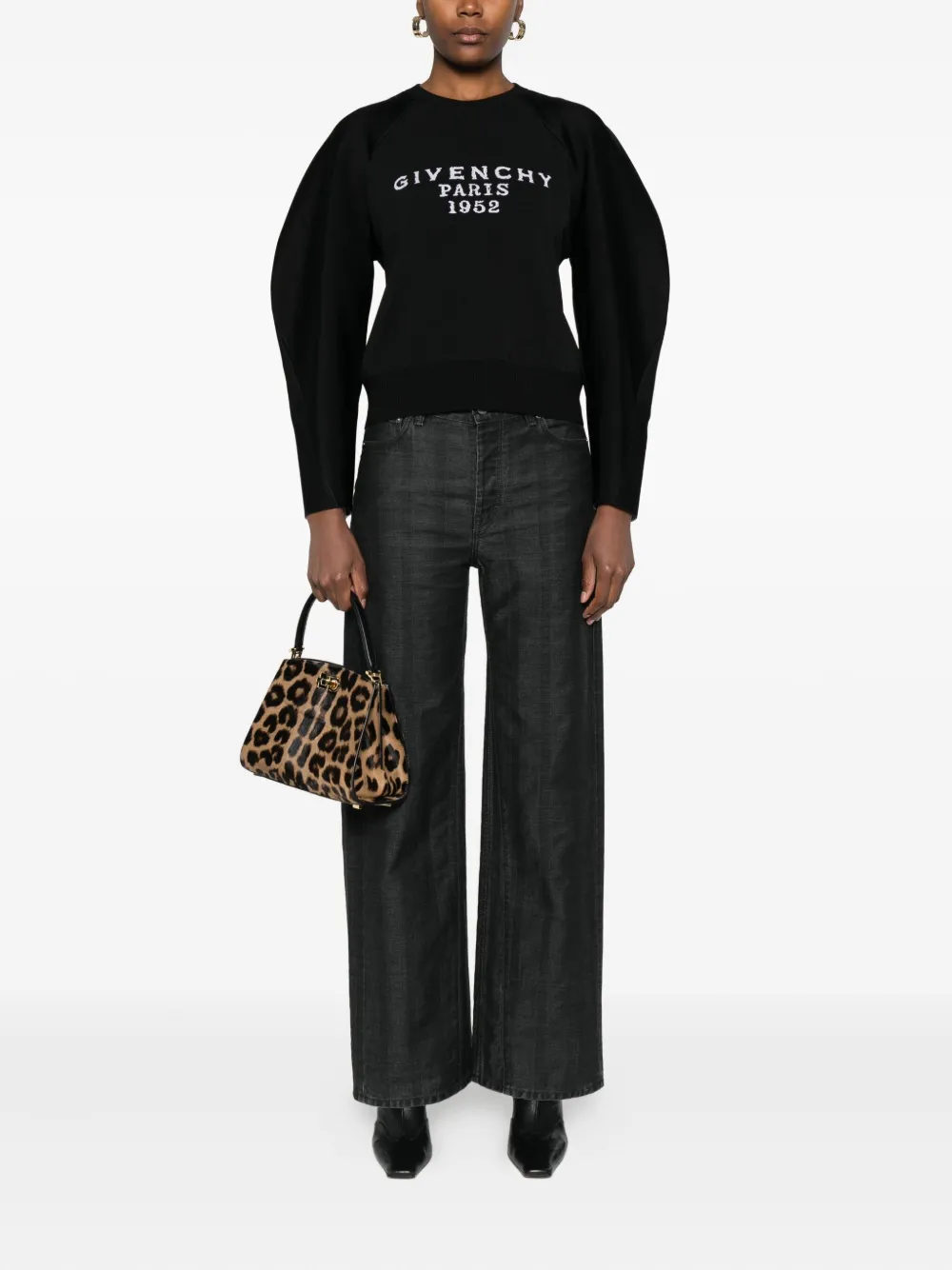 Givenchy Logo Wool-blend Crewneck Sweater In Black