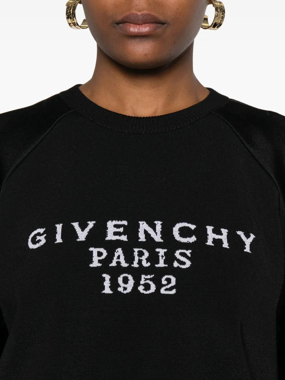 Givenchy Logo Wool-blend Crewneck Sweater In Black