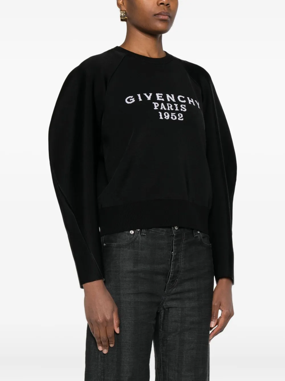 Givenchy Logo Wool-blend Crewneck Sweater In Black