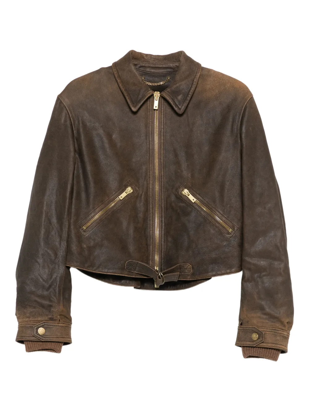 Golden Goose Tailored Blazer With Belted Hem And Pockets In Brown