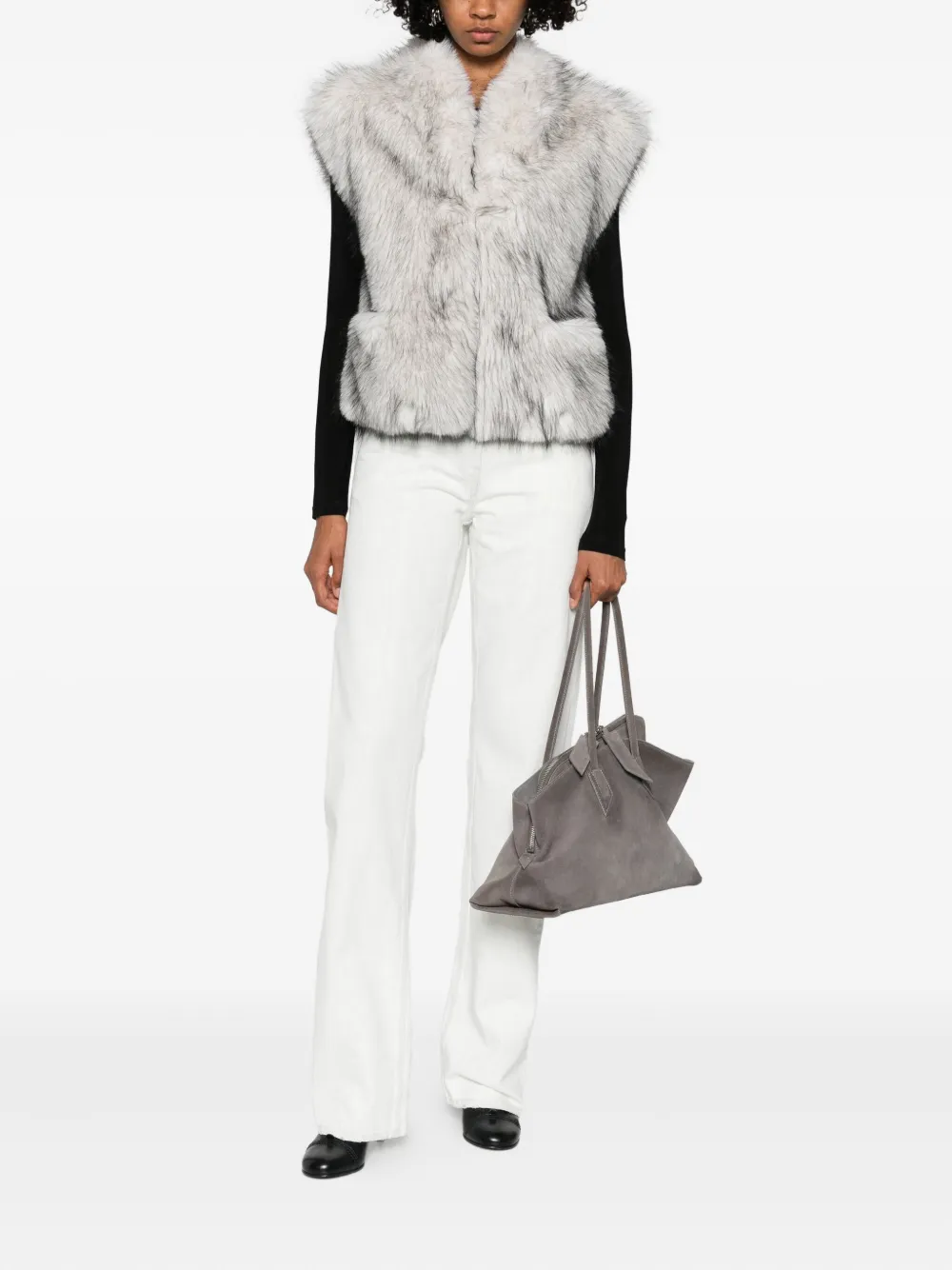 Betta Corradi Sleeveless Faux Fur Jacket In Gray