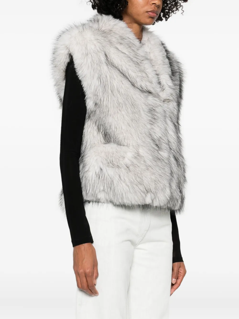 Betta Corradi Sleeveless Faux Fur Jacket In Gray