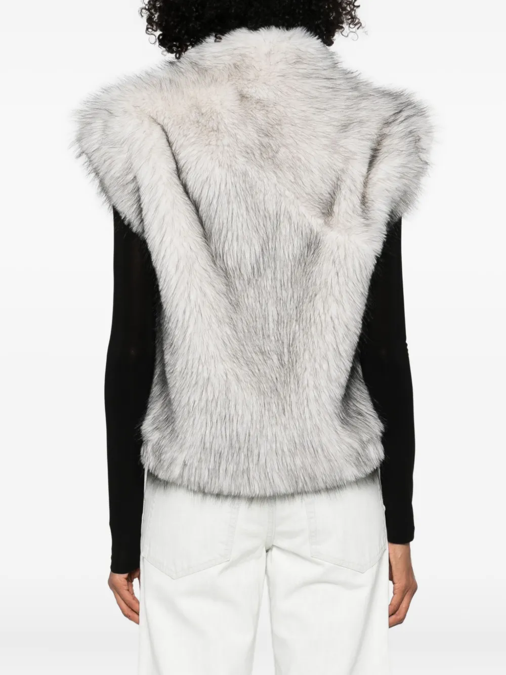 Betta Corradi Sleeveless Faux Fur Jacket In Gray
