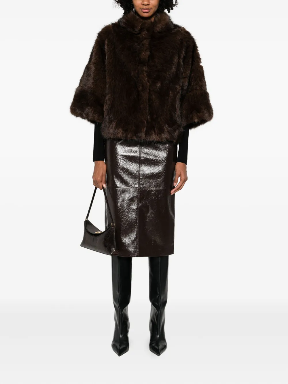 Betta Corradi Faux Fur Jacket In Brown