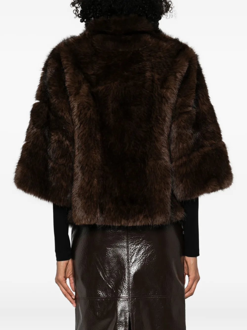 Betta Corradi Faux Fur Jacket In Brown