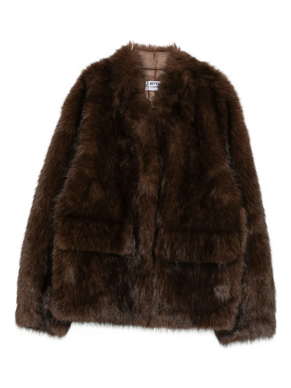 Betta Corradi Faux Fur Jacket In Brown