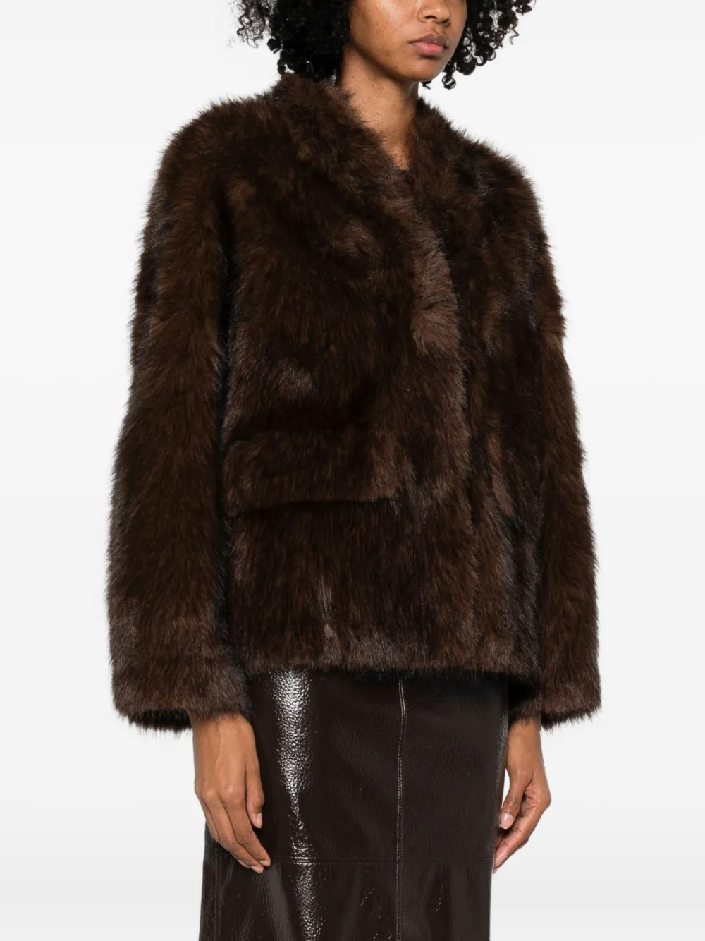 Betta Corradi Faux Fur Jacket In Brown