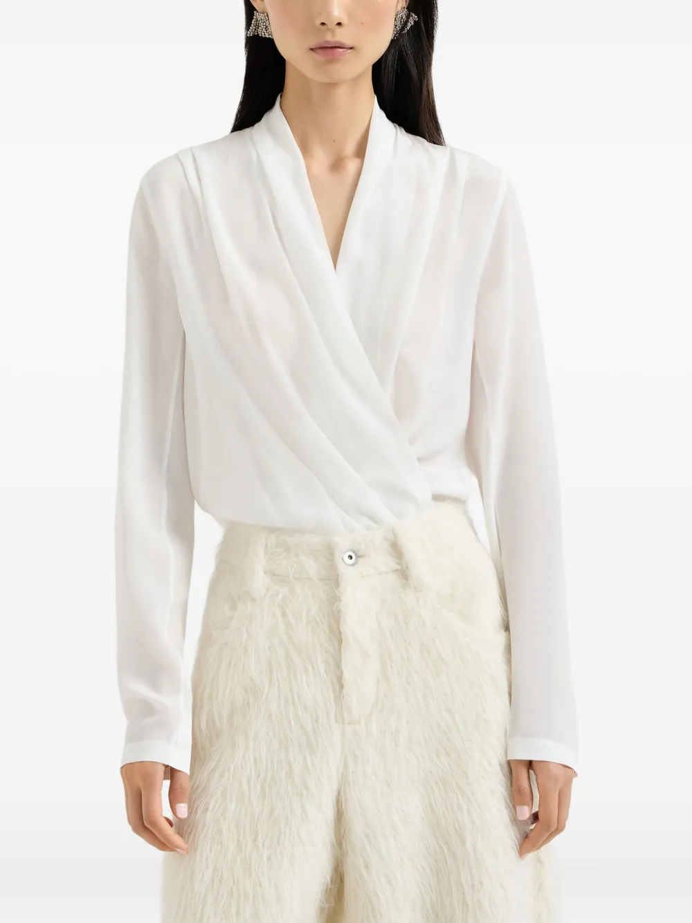 Brunello Cucinelli Wrap-effect Bodysuit In White